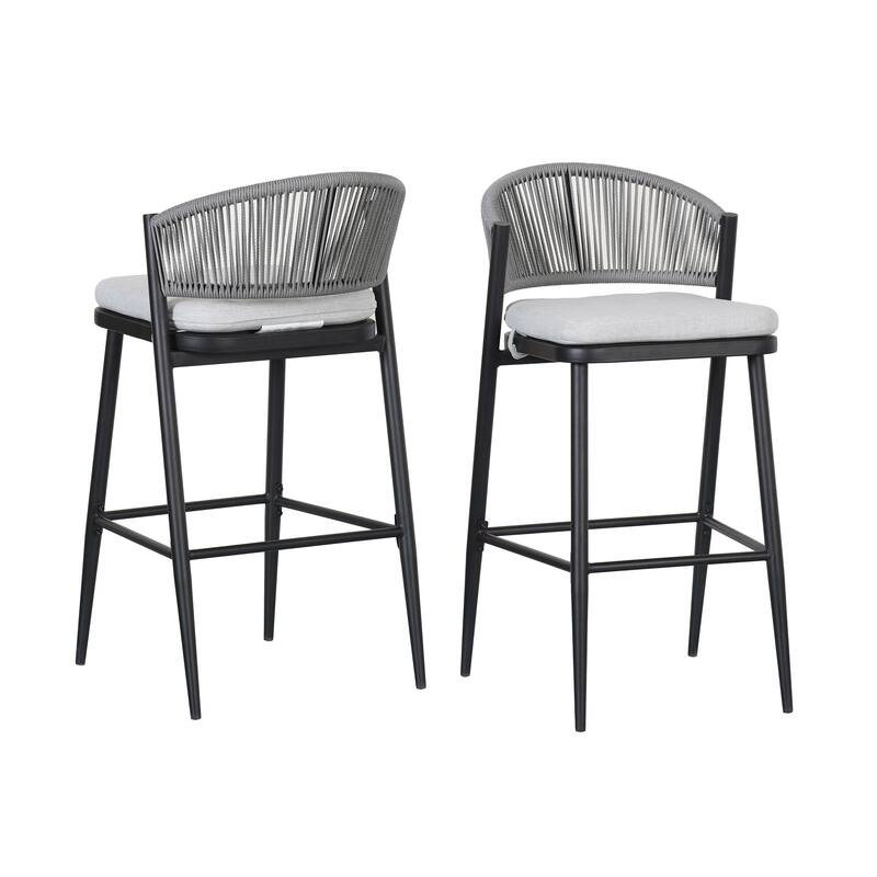 Christopher Knight Home - Beverly Outdoor Barstools with Scallop Backrest, Set of 2