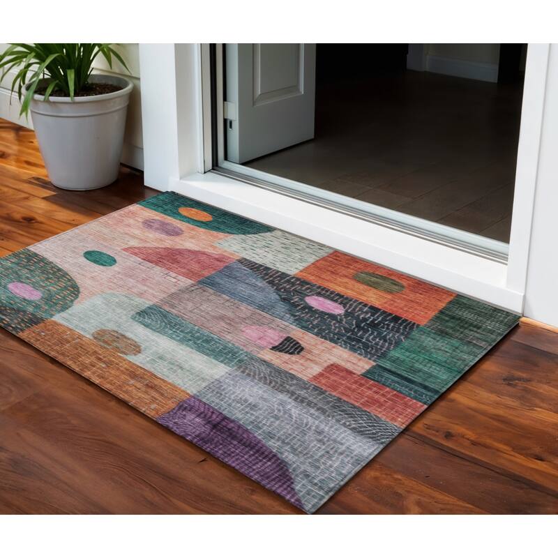 HomeRoots Geometric Transitional Rectangle Outdoor Rug - 3' x 5'