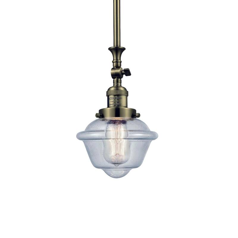 Innovations Lighting Small Oxford Single Light 8" Wide Mini Pendant - Antique Brass / Seedy
