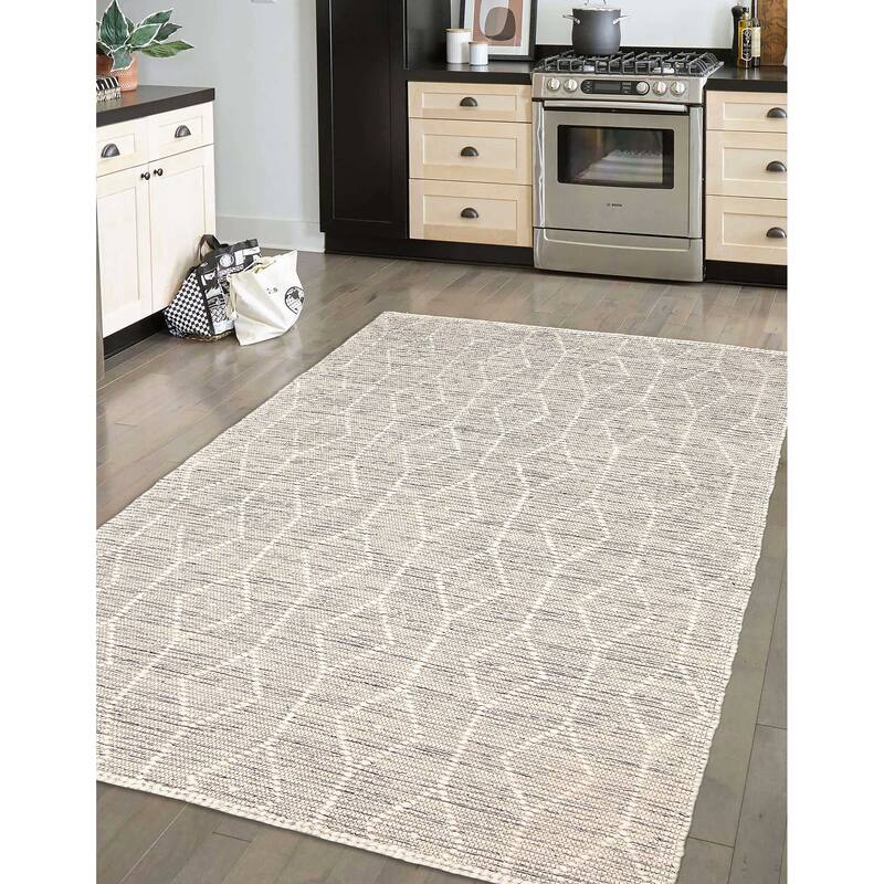 ECARPETGALLERY Braid weave Sienna Khaki Wool Rug - 4'11 x 8'0