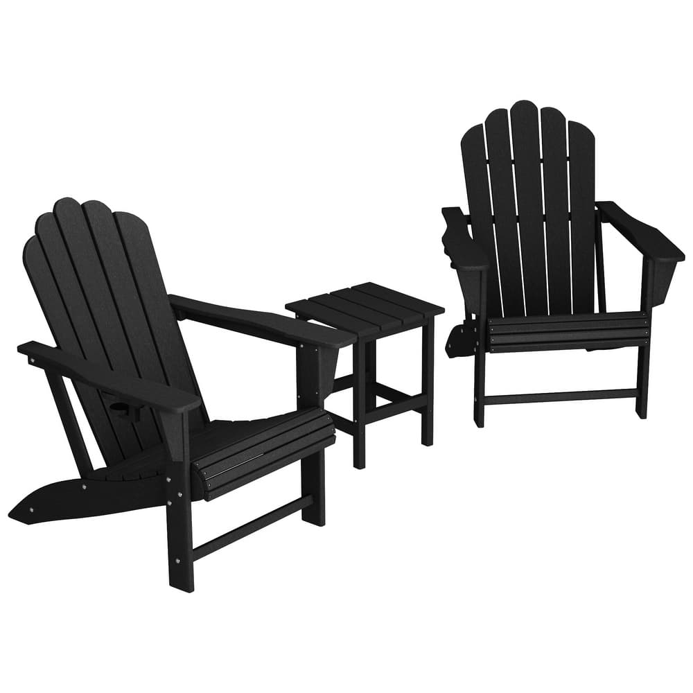 Aderson Outdoor Poly Adirondack Chair with Side Table 3-Piece Set