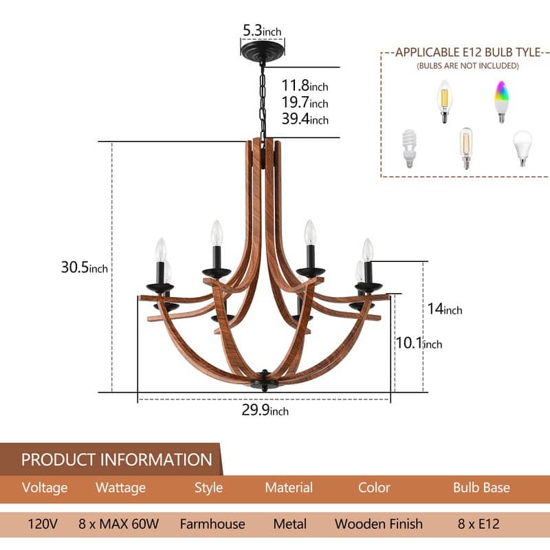 Rustic Candle Style Chandeliers Black and Faux Wood Chandelier
