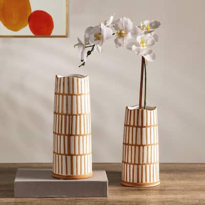 SAFAVIEH Kai Ceramic Decorative Vase (Set of 2) - 5Wx5Dx12H
