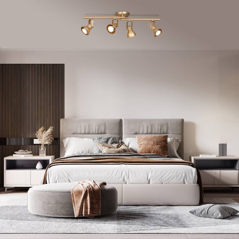 Rella Modern Farmhouse Split Rail 4-Light Adjustable Linear Ceiling Track Lighting Kit Flush Mount Ceiling Light