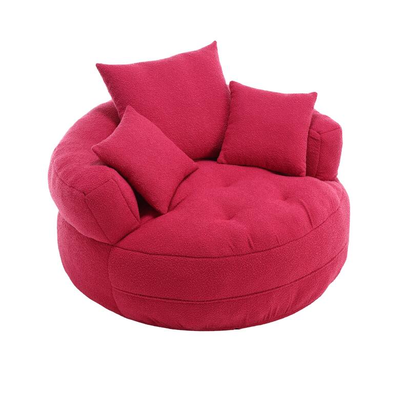 Chenille Sponge Single Sofa, Oversized Round Accent Chair Sleeper Couch Chaise Lounges for Living Room Bedroom Projection Room