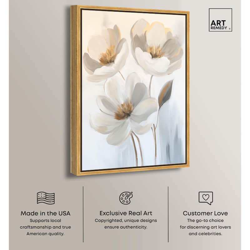 Silvered Flora I Canvas by Art Remedy