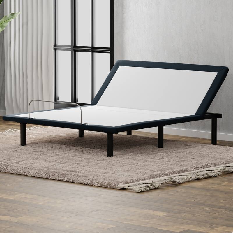 Queen Size Metal Adjustable Platform Bed Base with Wired Remote and Pressure Relief - Grey