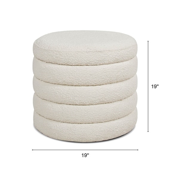 dimension image slide 3 of 5, Jennifer Taylor Home Fuji 19" Upholstered Tufted Round Storage Ottoman