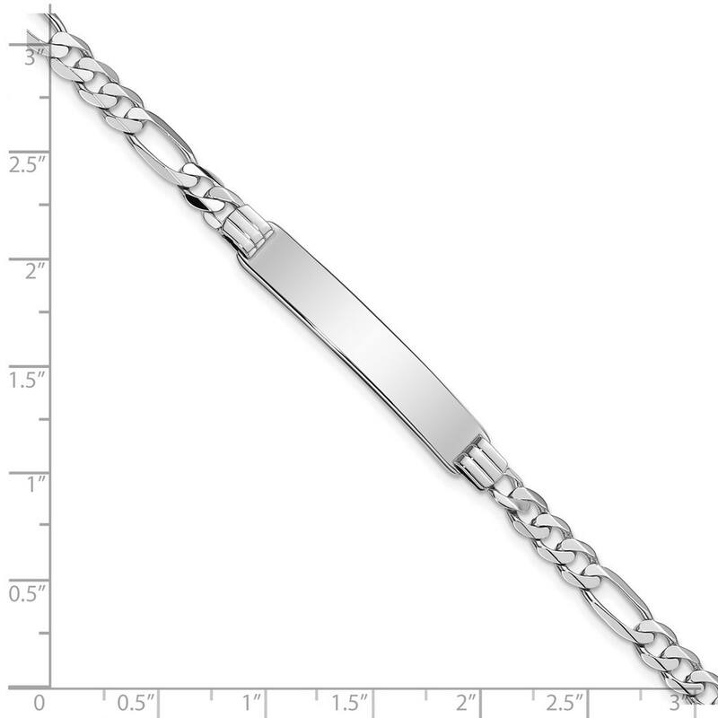 Curata 6.5mm 14k White Gold Engravable Figaro Link ID Bracelet