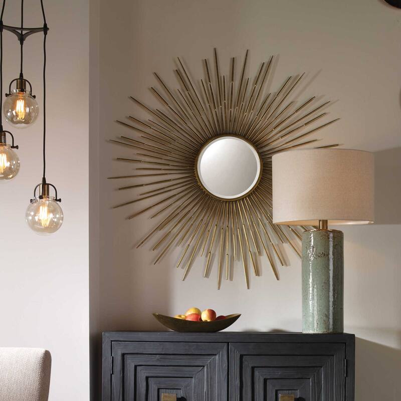 Uttermost Golden Rays Large 47" Mid-Century Modern Starburst Wall