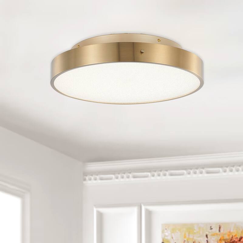 1-Light Brass LED Flush Mount With A Clear Acrylic Beaded Diffuser