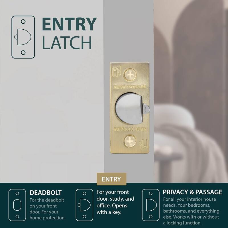Mega Handles 2-Way Adjustable Door Latch | Universal Half Moon Spindles | For Hidden & Interior Door Lock Systems