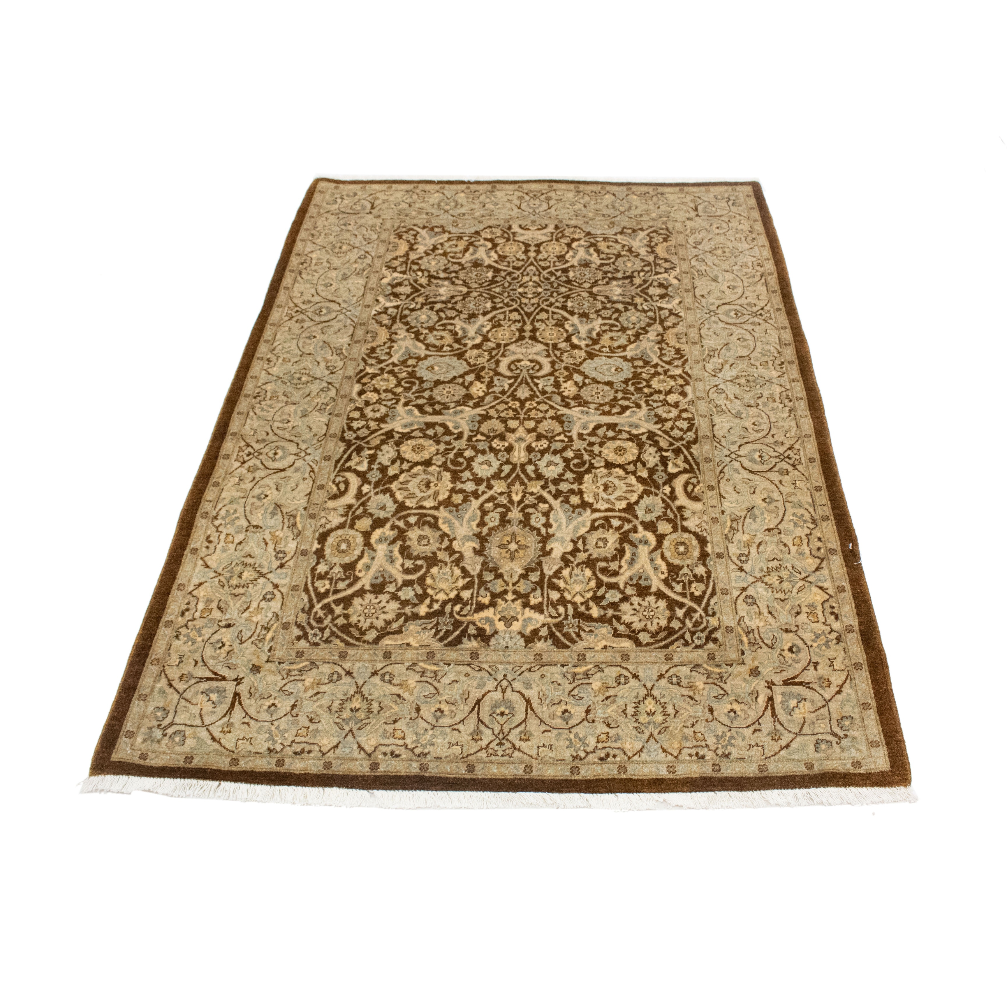 4'2 x 6'0 Noori Rug Turkish-Knotted Kaiser Brown/Beige Rug 