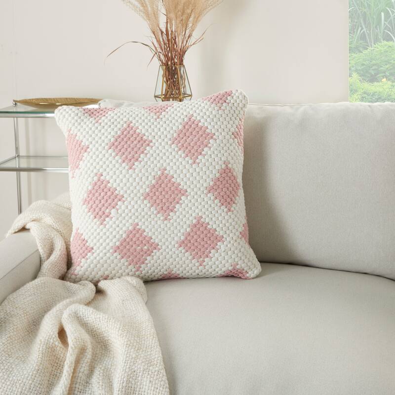 Mina Victory Life Styles Textured Geometric Woven Diamonds Throw Pillow 20" x 20"