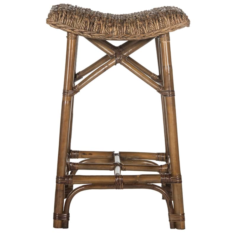 SAFAVIEH Geralde Natural Brown Rattan 27.6-inch Stool - 17Wx17Dx28H