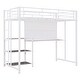 preview thumbnail 8 of 10, White Twin Size Loft Bed, Multifunctional Metal Storage Bed with Desk and Whiteboard, Shelves, Ladder, Space-Saving Bed Frame