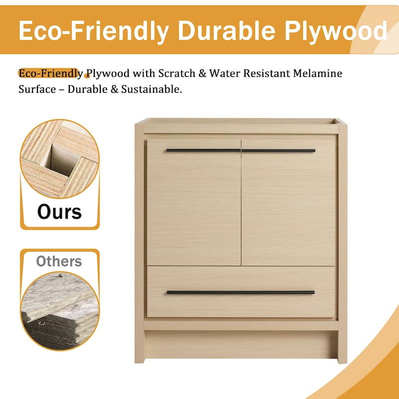 Malwee 24"/30"/36"/48"/60" Bathroom Vanity Without Sink, FreeStanding Vanity Cabinet with Soft Close Door and Drawer