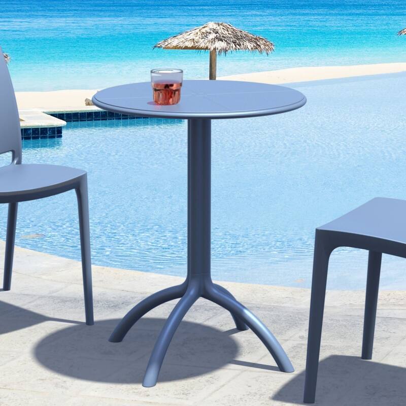 29" Gray Durable Round Outdoor Patio Dining Table