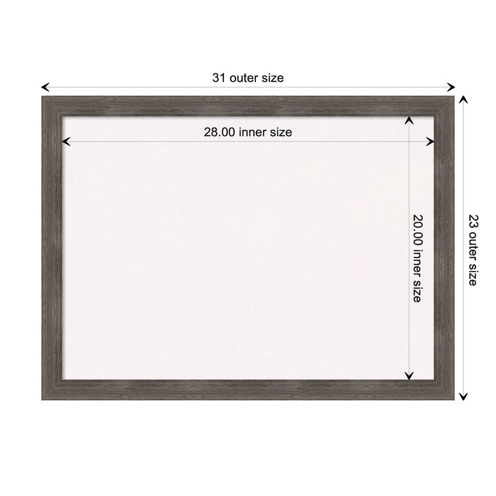 Pinstripe Lead Grey Wood Framed White Corkboard Bulletin Board
