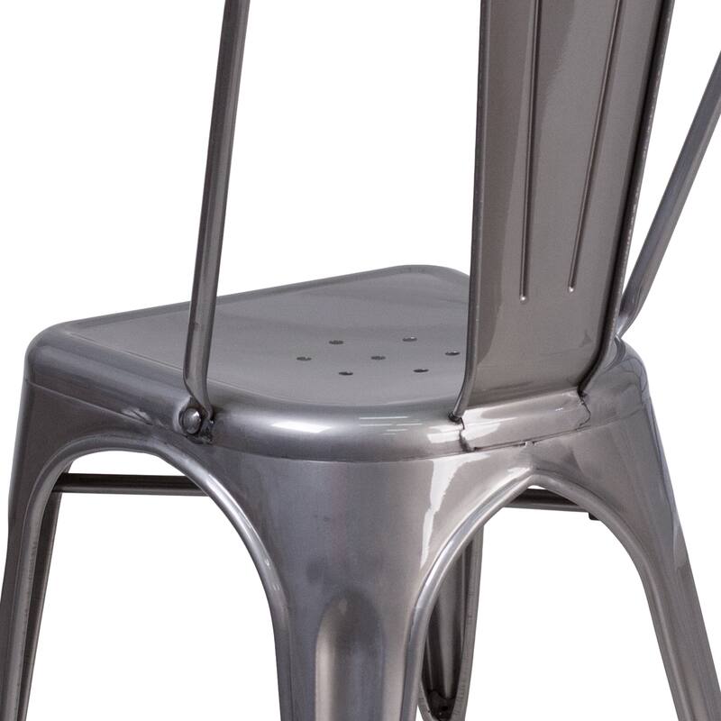 Clear Coated Metal Indoor Stackable Chair - 17.75"W x 21"D x 33.5"H - 17.75"W x 21"D x 33.5"H