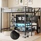 preview thumbnail 3 of 27, Full Size Metal Loft Bed with TV Stand, Metal Loft Bed with Staircase and Wardrobe, Kids Full Size Loft Bed