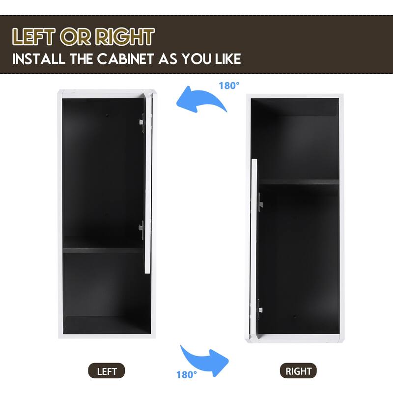 Modern Wall-Mounted Bathroom Side Cabinet with Soft-Close Doors, Floating Design, 6 Storage Compartments, 12-Inch Width