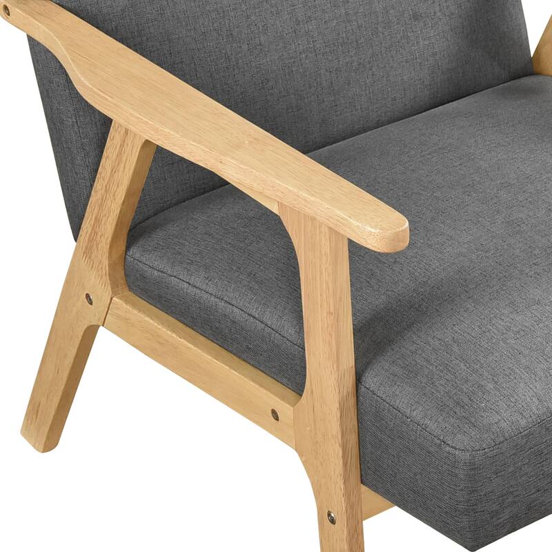 Dean 27" Textured Fabric Accent Chair - Solid Rubberwood Frame