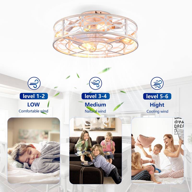 20Inch Farmhouse Ceiling Fans with Remote Control,6 Speed Reversible Flush Mount Low Profile Rustic Ceiling Fan - N/A