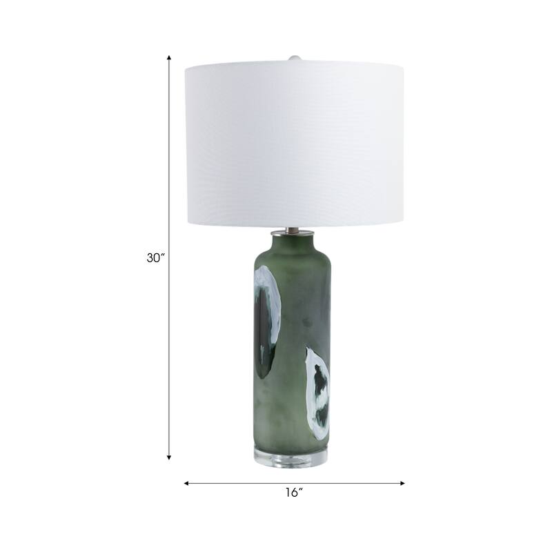 Frosted Glass Crystal Table Lamp Agate-Inspired Accents - 30" Green - 16" x 16" x 30"
