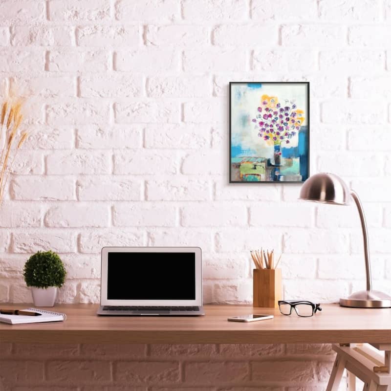 Stupell Rose Flowers Still Life Abstract Color Patchwork Framed Wall Art