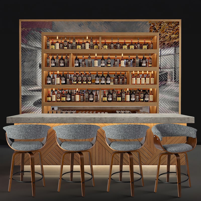 Glitzhome Set of 2 or 4 Modern Counter & Bar Height Wooden Swivel Bar Stools