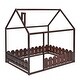 preview thumbnail 18 of 38, Full Size Wood House Bed Frame with Fence, Perfect for Kids' Play and Sleep Space