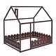 preview thumbnail 40 of 60, Kids Wood Bed, House Bed Frame with Fence-Shaped Guardrails for Teens Girls Boys, Slats are not Included