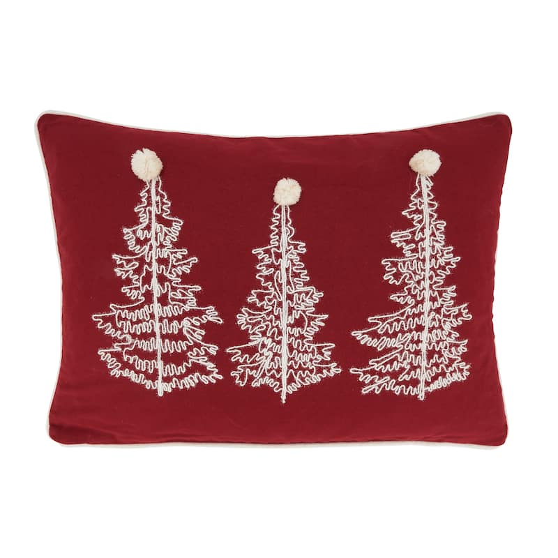 Festive Flair Christmas Trees Throw Pillow - Feather Down - 14"x20"