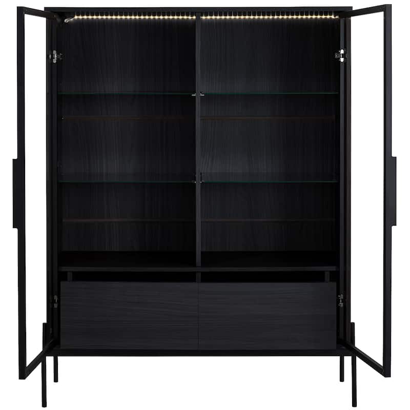 Roomfitters 51.2'' Display Cabinet with Glass Doors, Freestanding Curio Storage Cabinet with Adjustable Shelves for Office