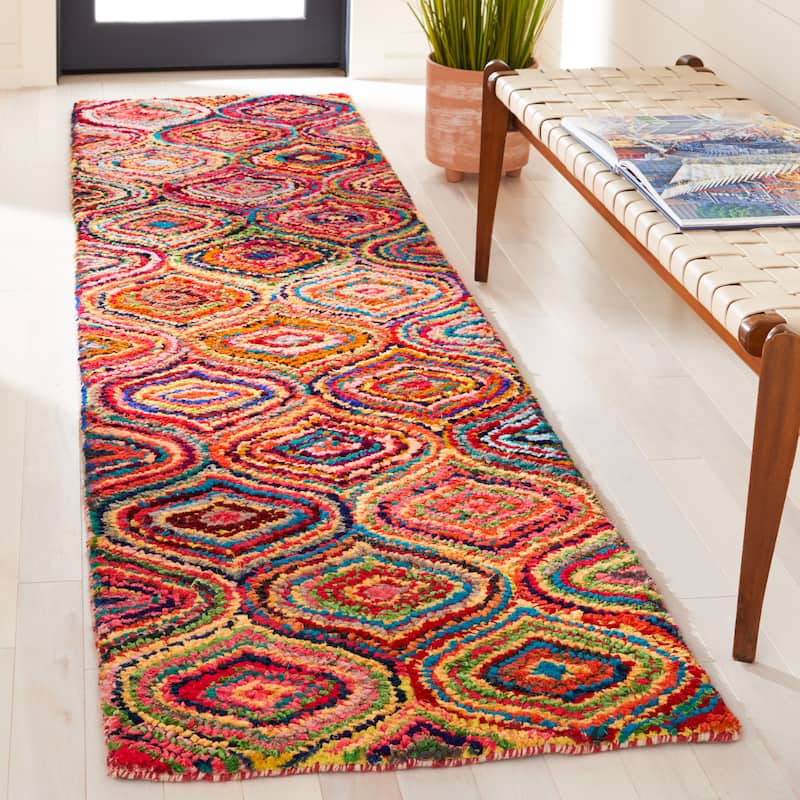 SAFAVIEH Handmade Nantucket Jausma Cotton Rug - 2'3" x 9' Runner - Yellow/Multi