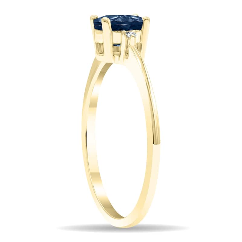Women's Oval Shaped Sapphire and Diamond Classic Band in 10K Yellow Gold