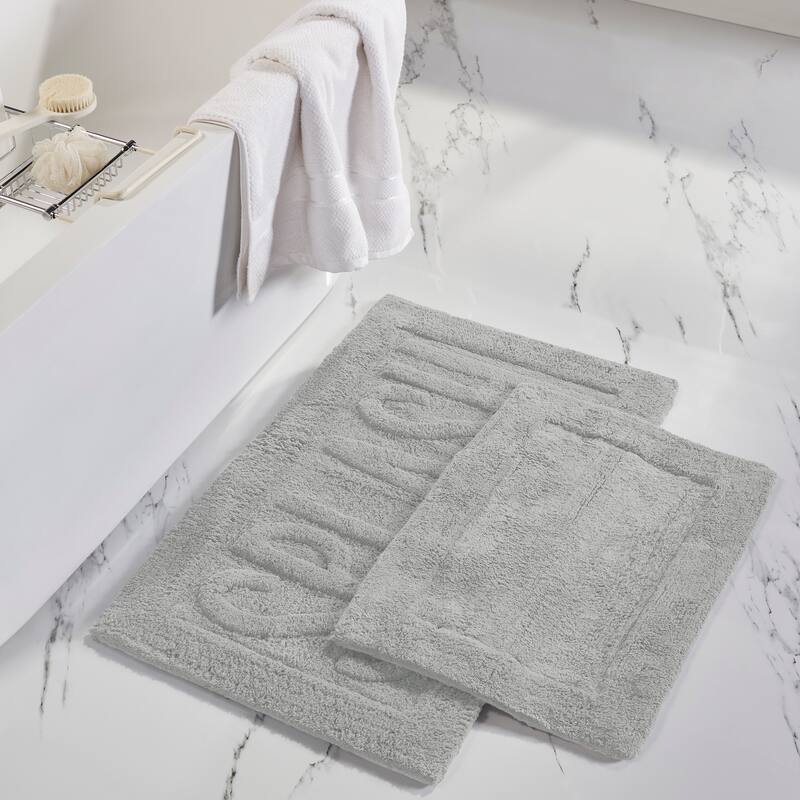 Modern Threads "Splash" 2-Pack 100-Percent Cotton Bath Mat Set - Cloud