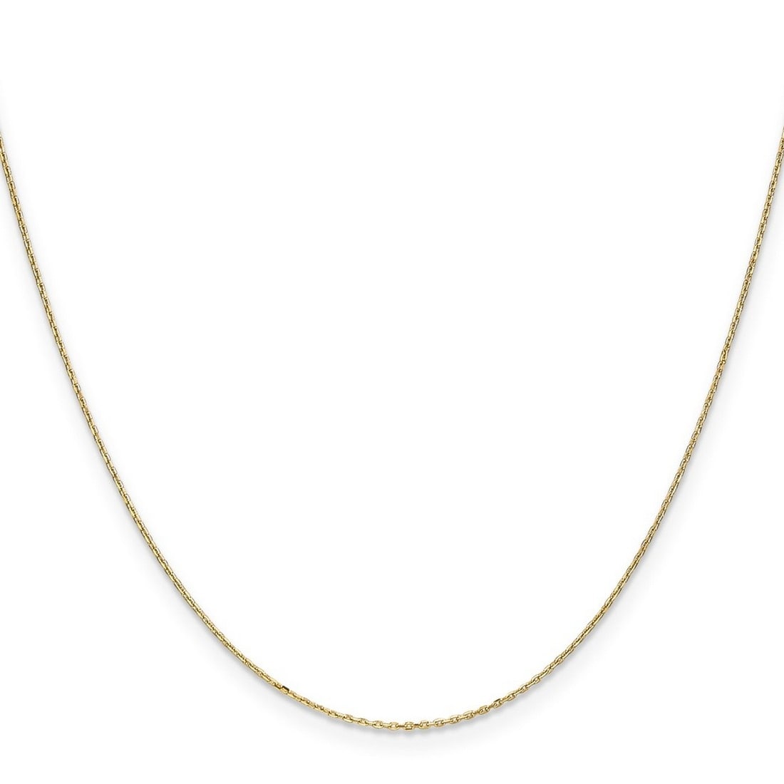 Curata 14k Yellow Gold 0.8mm Diamond-Cut Cable Chain Necklace