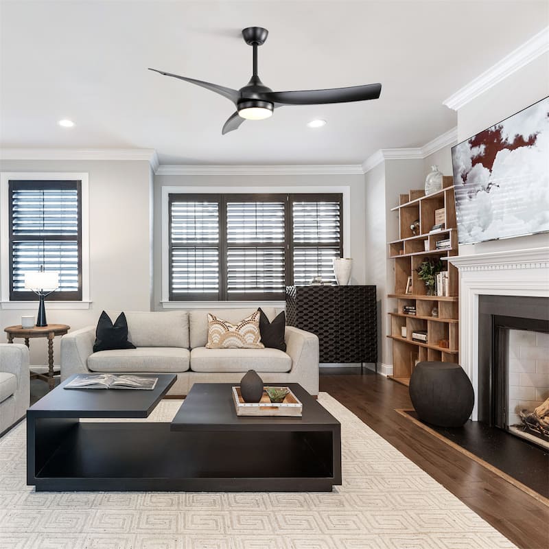 52 Inch Ceiling Fan with 18W LED Light and Remote Control - Black