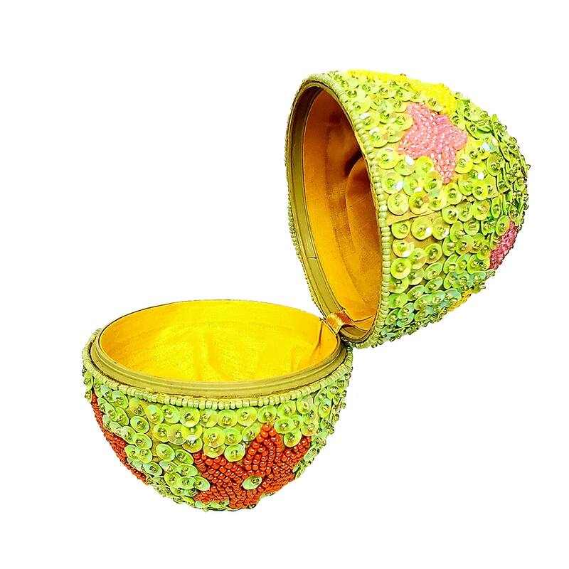 Kurt Adler 5-Inch Decorative Egg Container with Beads and Sequins - 5-inches