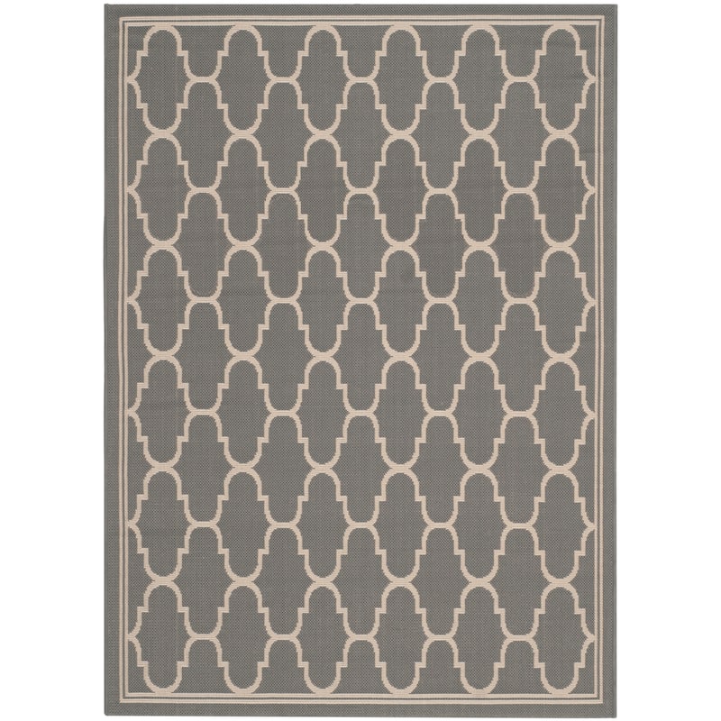 SAFAVIEH Courtyard Sufia Waterproof Trellis Backyard Patio Rug - 4' x 5'7" - Anthracite/Beige