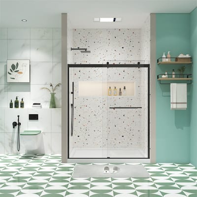 Bathroom Shower Sliding Door with 5/16" Tempered Glass