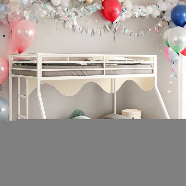 slide 2 of 9, Twin Over Full Metal Bunk Bed with Strong Construction White