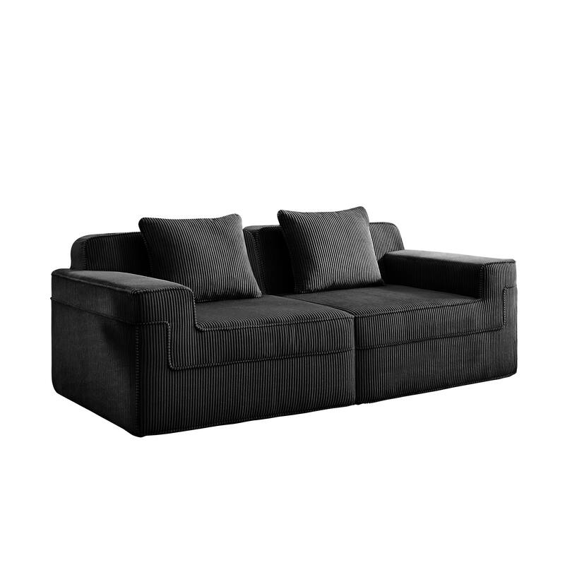 GDFStudio - Modular Corduroy Boneless Cloud 81" Loveseat with Deep Seat