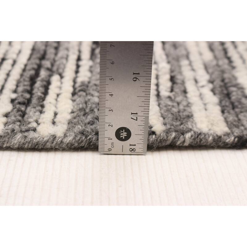 ECARPETGALLERY Hand-knotted Tangier Dark Grey Wool Rug - 5'1 x 7'11