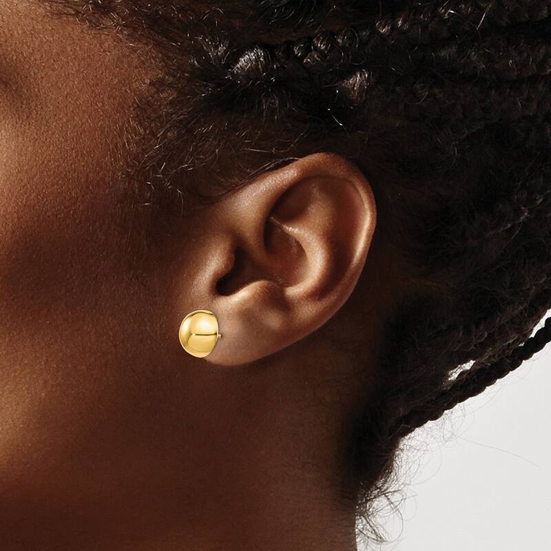 Curata 14k Yellow Gold Hollow Polished Half Ball Post Earrings - 10x10mm