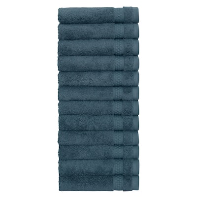 Authentic Hotel and Spa 100% Aeagean Long Staple Turkish Cotton, STARLIGHT Terry Washcloths (Set of 12)