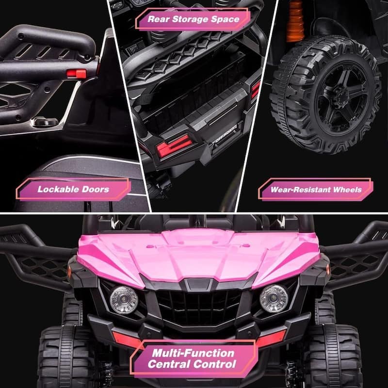Kids Ride On Utv with Remote Control, 390W Double Motors 12V Kids Ride On Car Truck Toddles Electric Vehicle