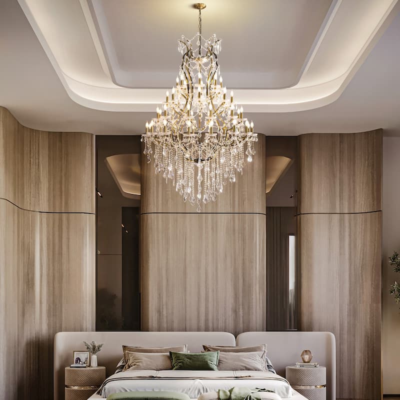 KAYLA Large Crystal Chandelier 28-49in Chandelier Light Fixture Modern Maria Theresa Crystal Chandeliers